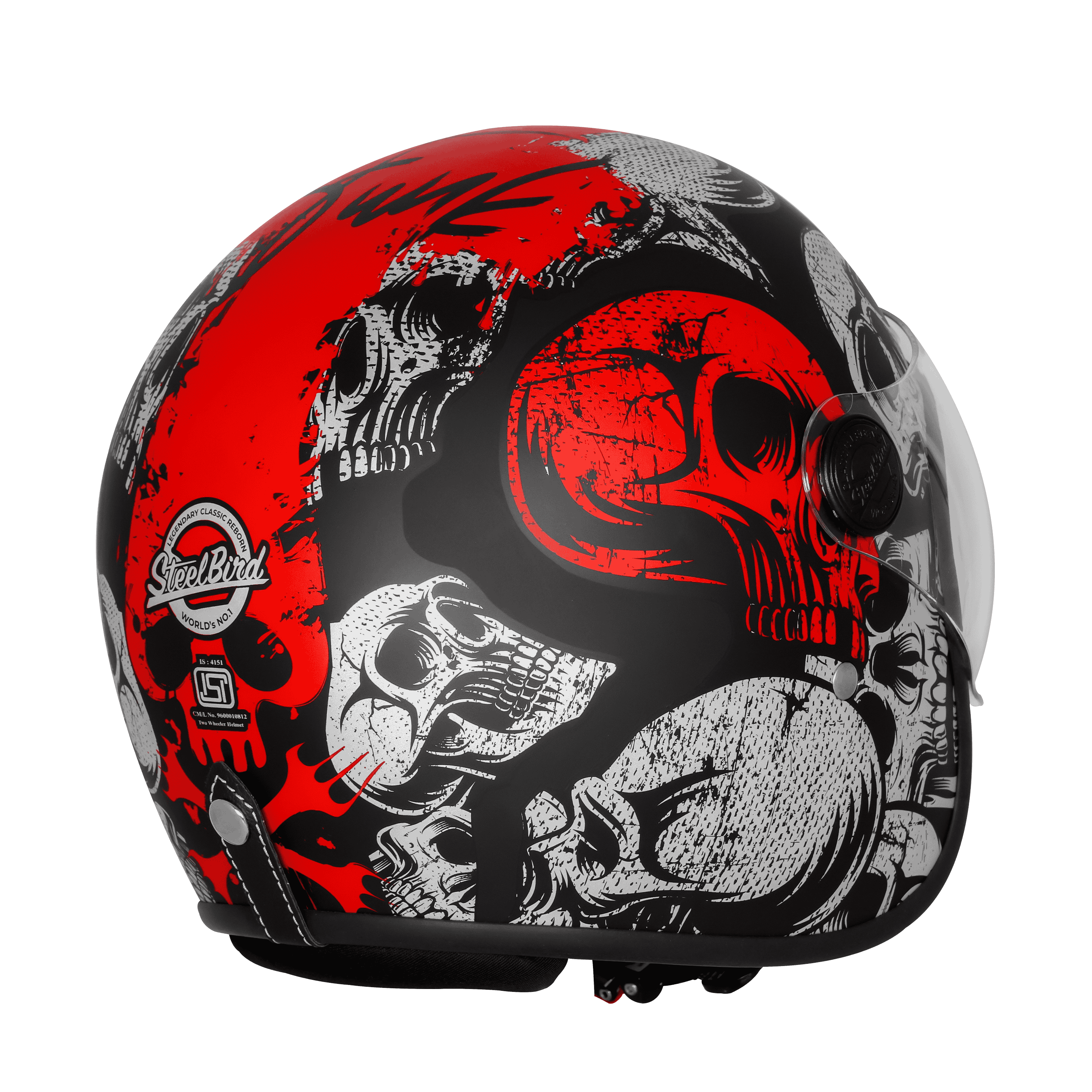 SBH-54 VINTAGE SKULL GLOSSY BLACK WITH RED